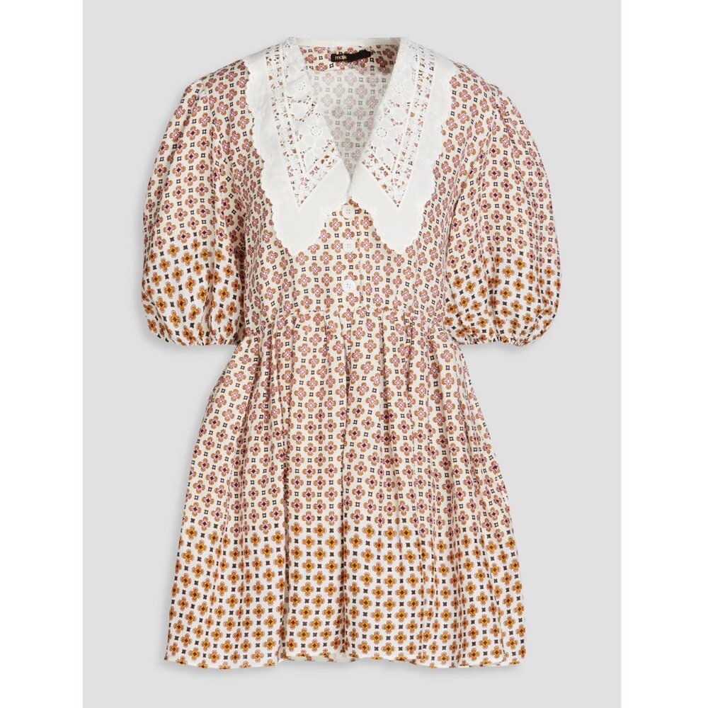 MAJE Romelange Linen Dress With Embroidered Collar - Picture 1 of 9